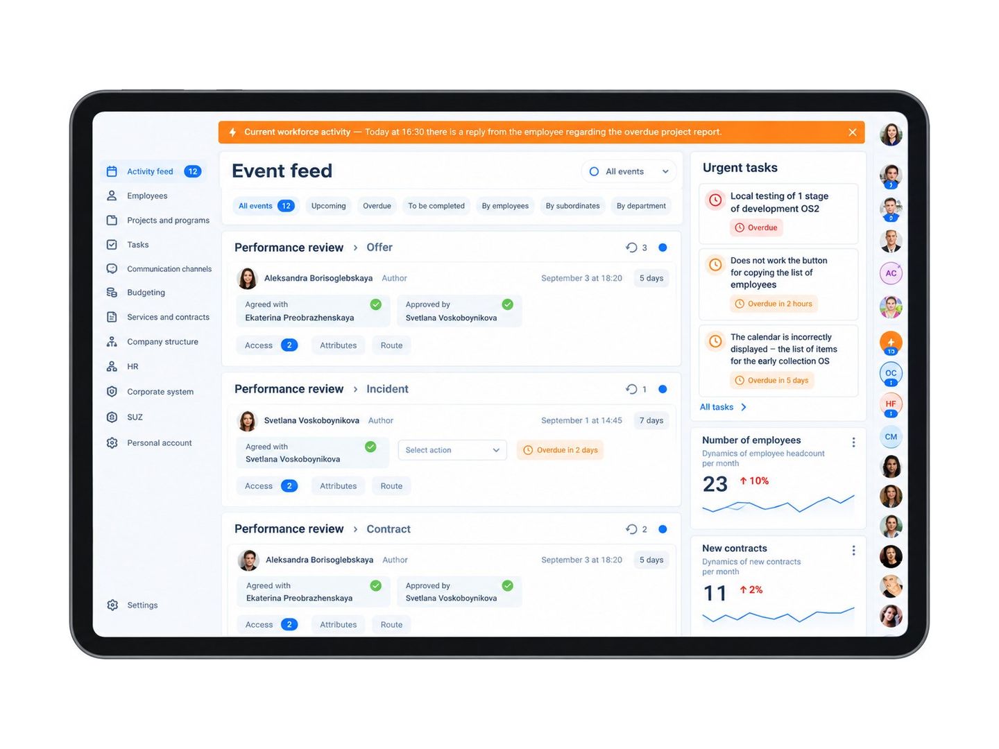 Corporate social network for a national TV channel