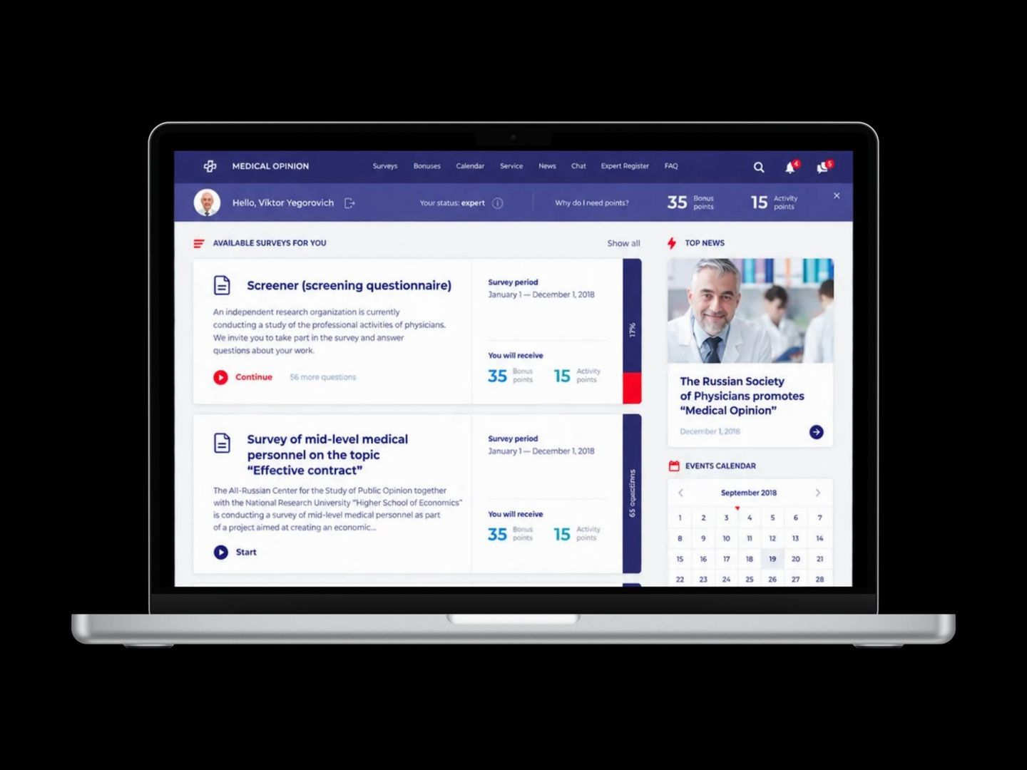 Online platform for a professional medical association
